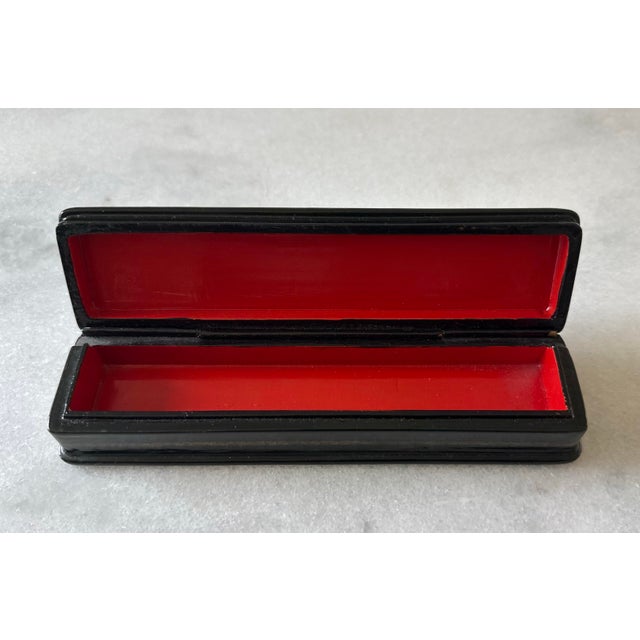 Figurative Vintage Hand Painted Russian Lacquer Trinket Box For Sale - Image 3 of 11