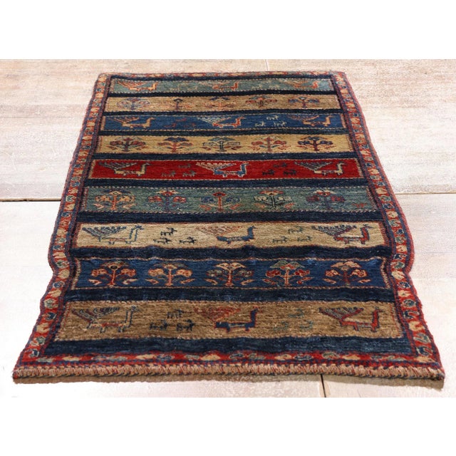 Navy Blue Vintage Persian Gabbeh Rug, 02'04 X 05'01 For Sale - Image 8 of 10