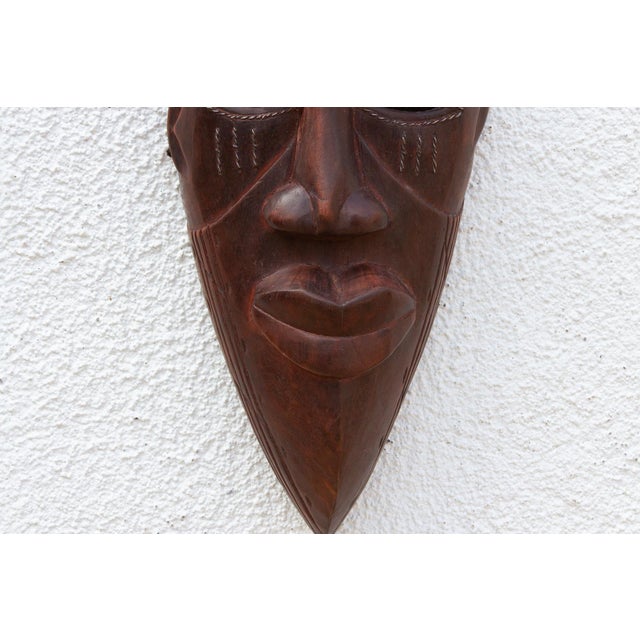 Metal Metal Inlay Decorative Kwele African Mask For Sale - Image 7 of 9
