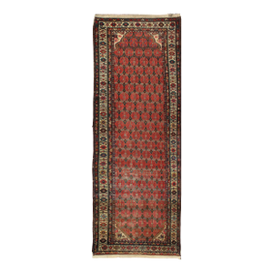Antique Persian Malayer Runner With Allover Lattice Design in Red 3'6 X 10'10