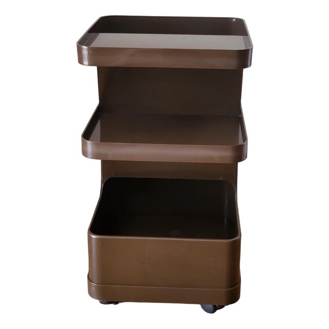 Brown Plastic Trolley on Wheels by Marc Held for Prisunic For Sale