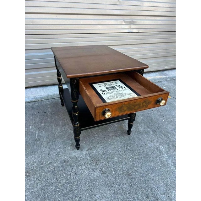 Wood Late 20th Century L.Hitchcock 2 Tier Side Table For Sale - Image 7 of 12