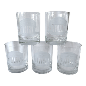 Set of 5 Etched University of Virginia Rotunda Rocks Glasses / Uva Barware Tumblers