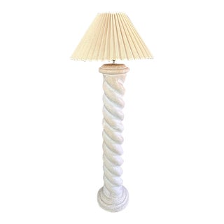 1980s Vintage Plaster Spiral Floor Lamp in the Style of Michael Taylor For Sale