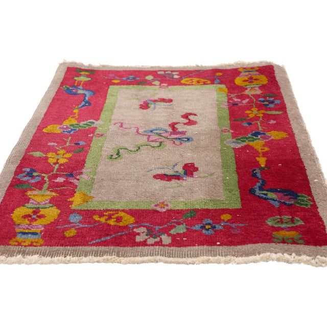 Art Deco Antique Chinese Art Deco Rug, 02'00 X 02'09 For Sale - Image 3 of 10