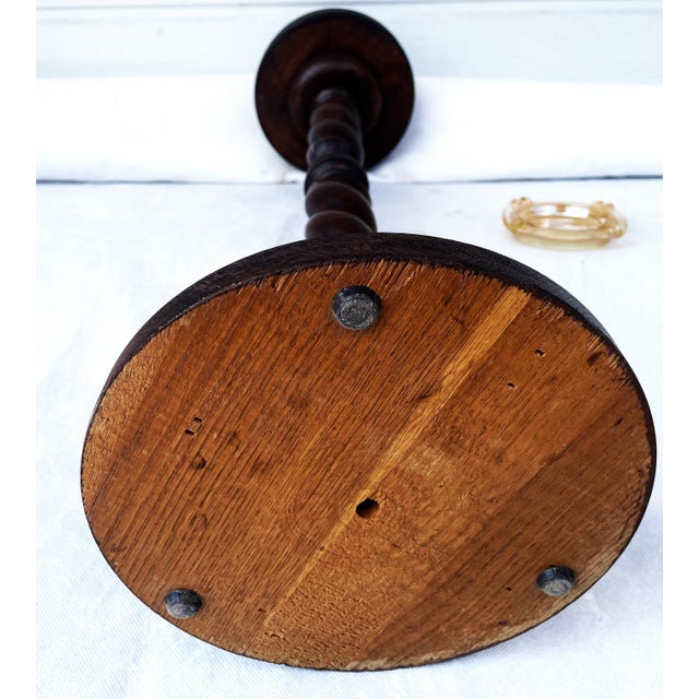 Free-Standing Ashtray in Oak Wood with Twisted Column and Glass Insert, 1970s, Set of 2 For Sale - Image 10 of 14