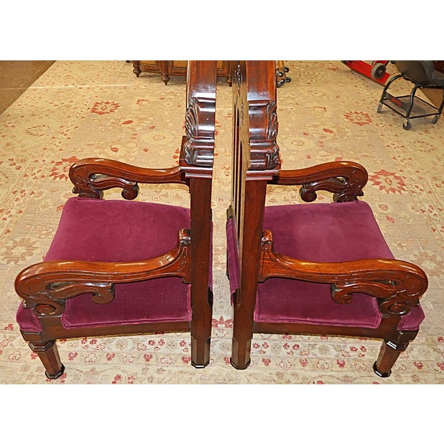 Pair of 19th Century American Gothic Mahogany Arm Chairs For Sale - Image 4 of 10