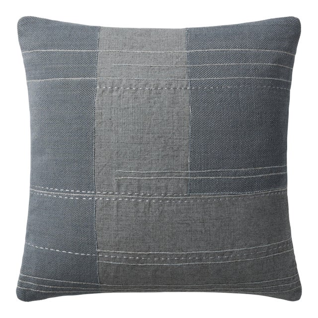 Amber Lewis x Loloi Mateo Blue 18" x 18" Cover with Poly Pillow For Sale