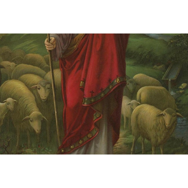 Christ the Shepherd, 1900s, Catholic Chromolithograph For Sale - Image 3 of 9