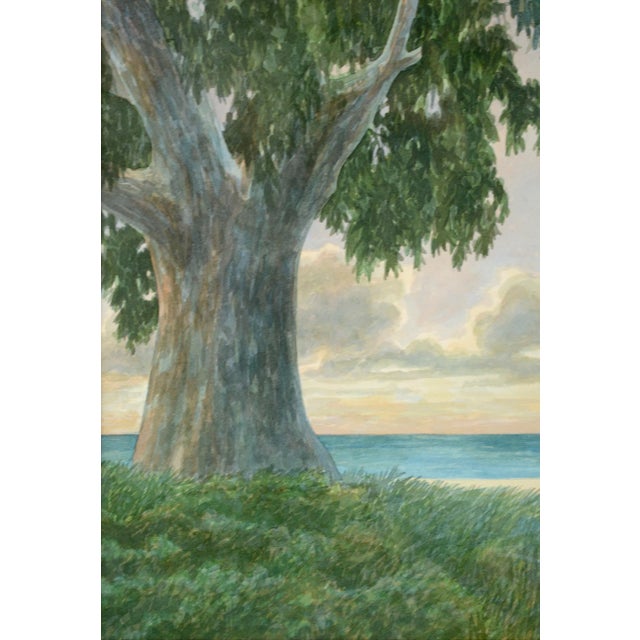 Late 20th Century Late 20th Century "Eucalyptus Trees, Sunset" Coastal Landscape Watercolor Painting by Kipp Stewart, Framed For Sale - Image 5 of 8