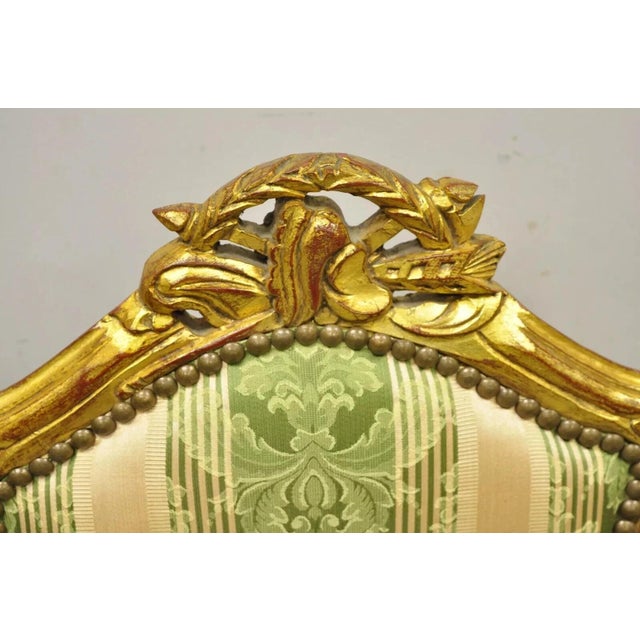 Late 20th Century Vintage French Louis XV Style Gold Giltwood Carved Boudoir Side Chairs - A Pair For Sale - Image 10 of 10
