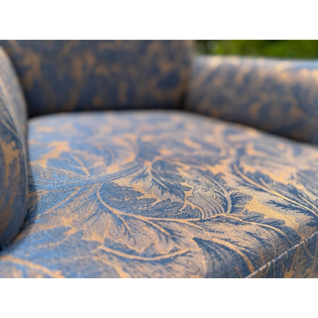 Blue Vintage Mastercraft Parsons Style Armchairs With Brass Sabots, a Pair For Sale - Image 8 of 16