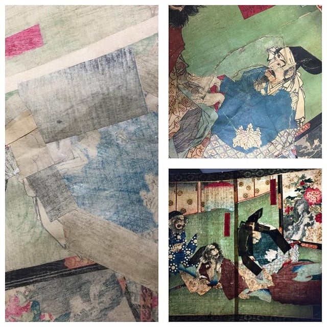 1883 Utagawa Toyonobu Diptych Shinsen Taikoki Meiji Samurai Woodblock Print For Sale - Image 4 of 10