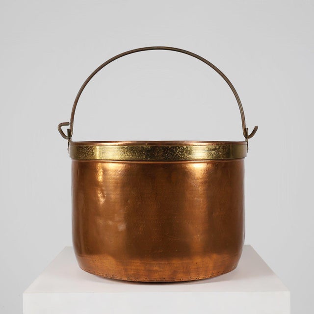 Large Rustic Red Copper Kettle with Handle, France, 1850s For Sale - Image 12 of 12