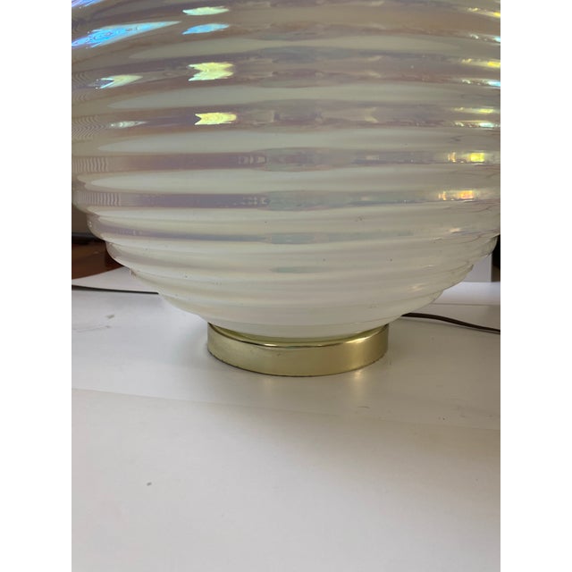 1970s Mid Century Modern Underwriters Laboratories Large Midcentury Pearlescent Glass Lamp For Sale - Image 4 of 12