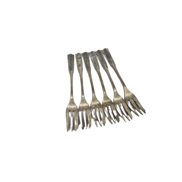 Silver Art Deco Brass Forks by HEFRA, 1960s, Set of 6 For Sale - Image 8 of 8