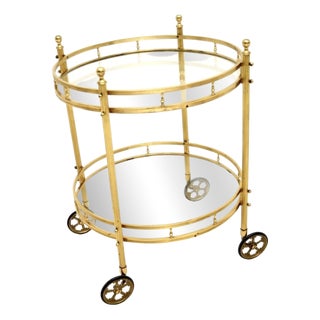 Vintage French Brass Drinks Trolley, 1970s For Sale