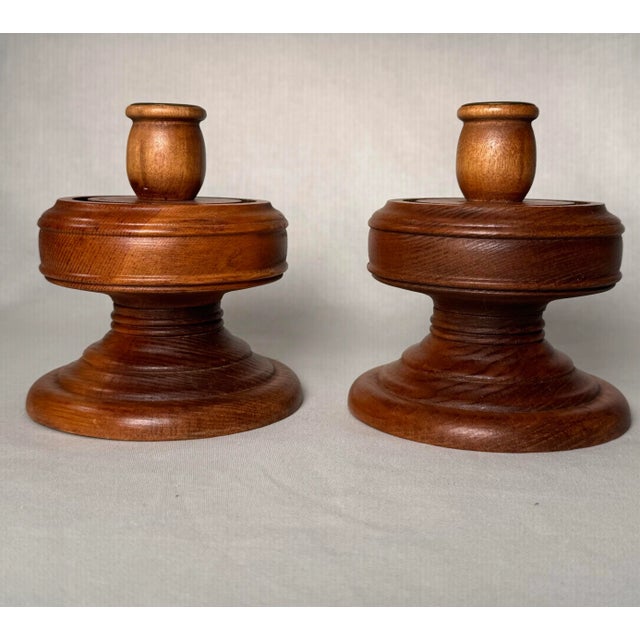 Vintage Mid Century Modern Solid Wood Turned Taper Candleholders, a Pair For Sale - Image 12 of 12