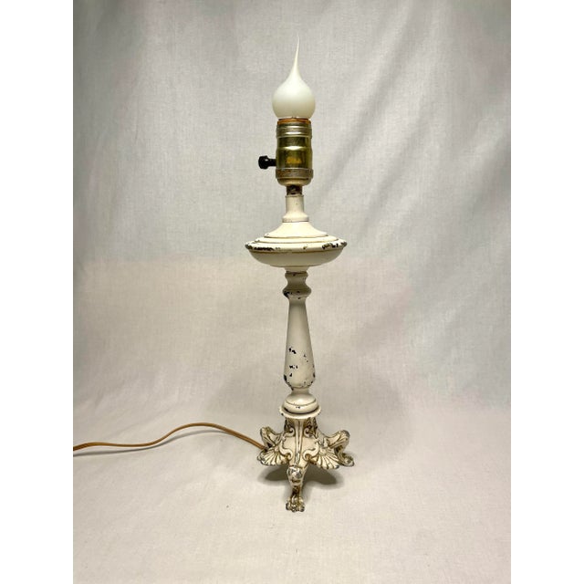 French Country Small Cream Table Lamp For Sale - Image 4 of 12