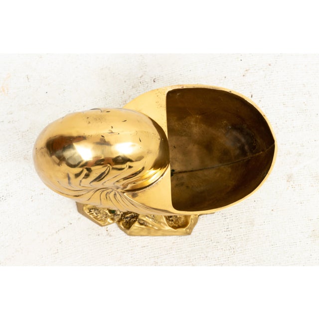 Hollywood Regency Large Brass Seashell Nautilus - A Pair For Sale - Image 3 of 10