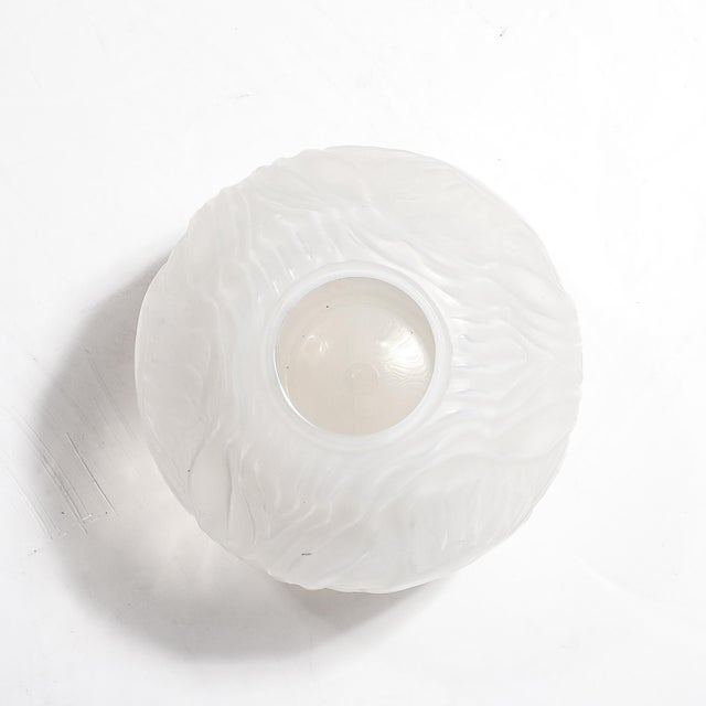 Off-white Art Deco Molded & Frosted Glass Vase With Aquatic Motif by André Hunebelle For Sale - Image 8 of 18