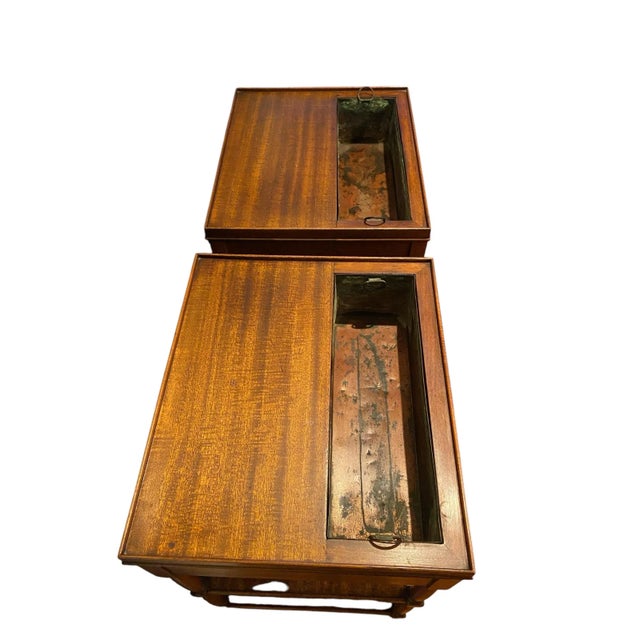Pair of Antique 1920s–1930s Regency Revival Mahogany Side Tables With Integral Jardinières For Sale In Chicago - Image 6 of 11