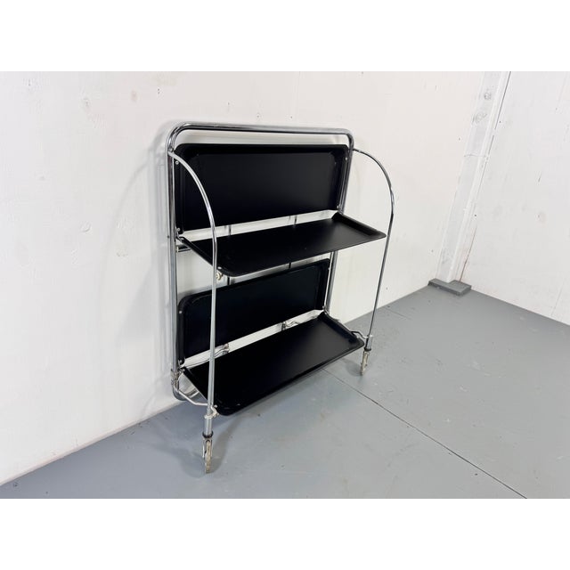 Mid-Century Bauhaus Dinett Foldable Serving Trolley from Bremshey Solingen, 1960s For Sale - Image 4 of 10