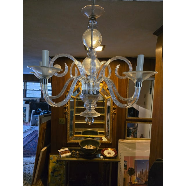 Mid-Century Vintage Venetian Murano Style Chandelier For Sale In Boston - Image 6 of 7