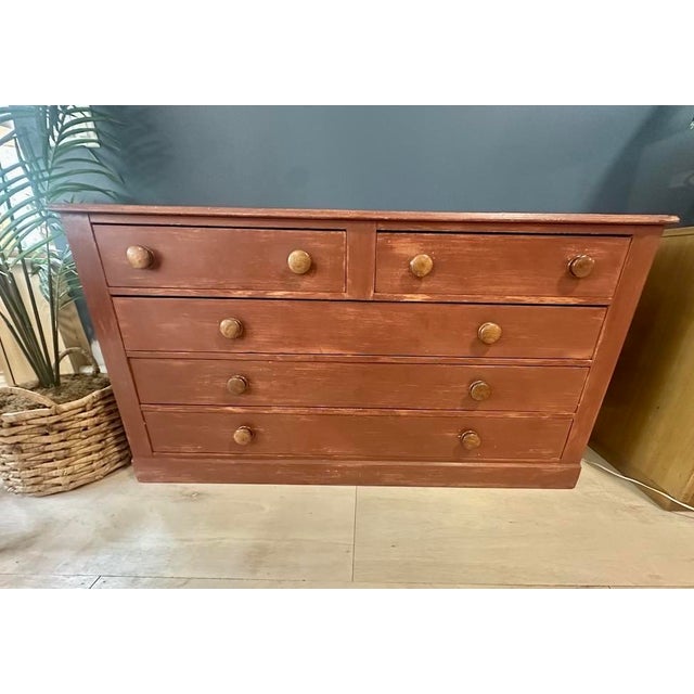 Primitive Storage Chest/Cupboard in Red Paint For Sale - Image 11 of 11