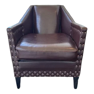 Early 20th Century French Art Deco Leather Low Club Chair