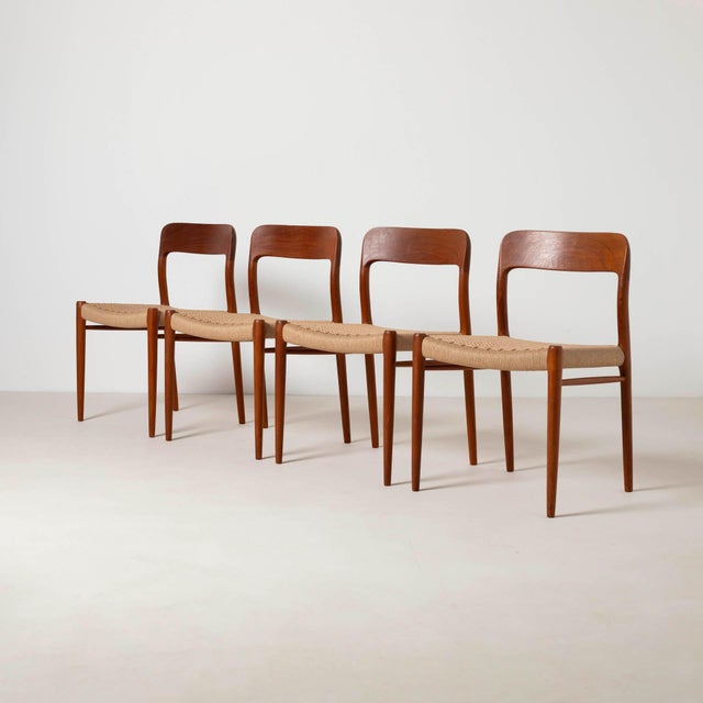 Model 75 Dining Chairs in Teak by Niels Otto (N. O.) Møller for J.L. Møllers, Denmark, 1960s, Set of 4 For Sale - Image 4 of 13