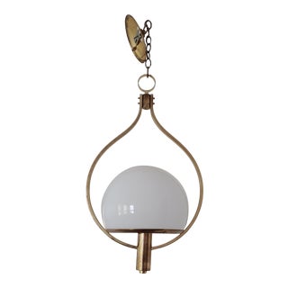 Vintage Gaetano Sciolari for Lightolier Brass Club Style Pendant Light For Sale