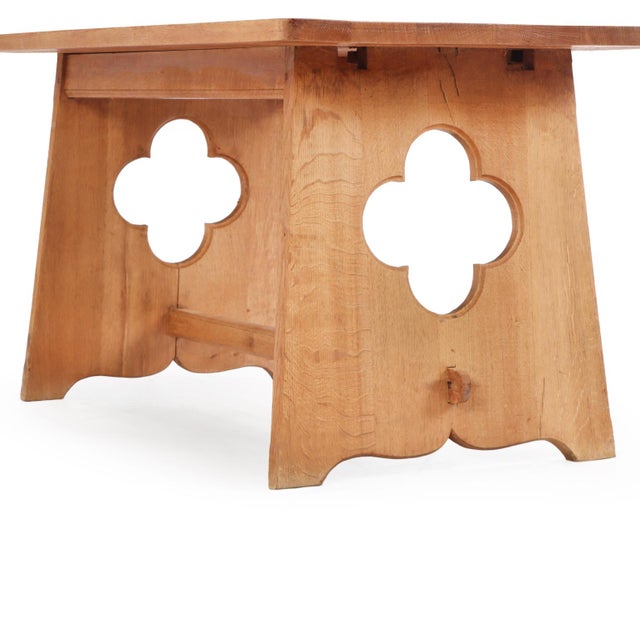 Gothic A French Gothic Style Solid Oak Dining Table, C. 1940. For Sale - Image 3 of 5