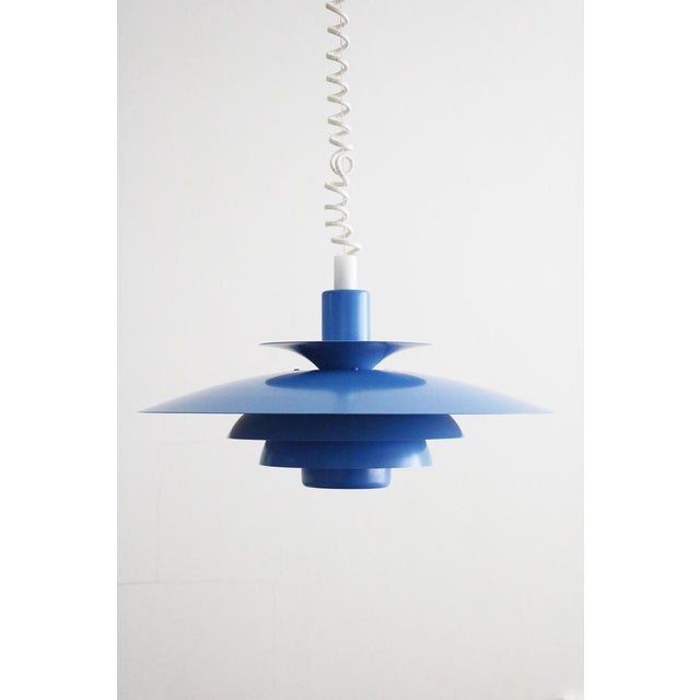 Blue Danish Pendant Lamp Slats Model Alexia by Jeka, Denmark, 1970s For Sale - Image 8 of 8