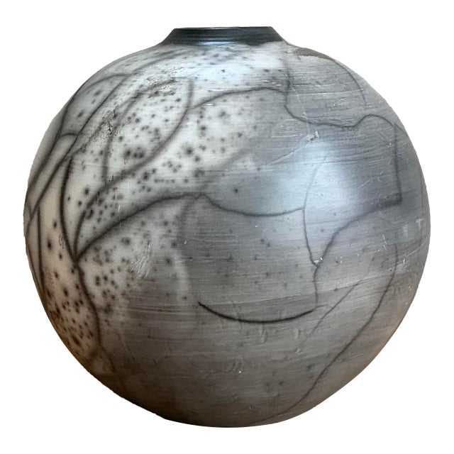 Vintage Original Raku Fired Studio Pottery Vase For Sale