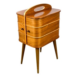 Folding Sewing Box in Walnut and Beech, 1960s For Sale