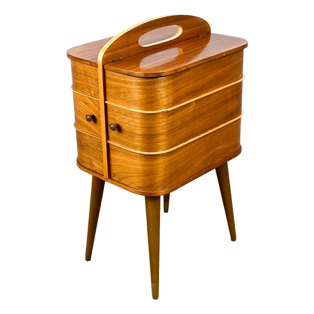 Folding Sewing Box in Walnut and Beech, 1960s For Sale