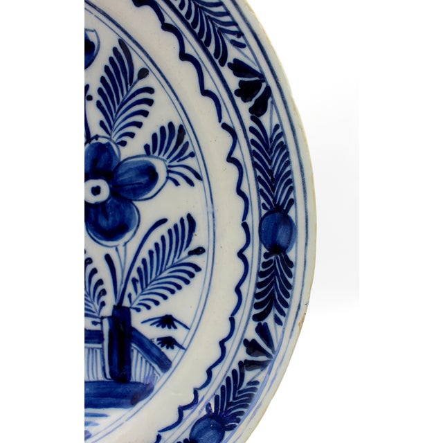 Late 18th Century Circa 1780 Delft Blue & White Large Low Bowl or Chop Plate. For Sale - Image 5 of 6