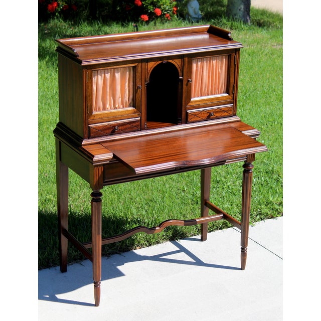 Vintage Louis XVI Style Mahogany Bureau À Gradin – Ladies’ Secretary Desk For Sale - Image 4 of 18