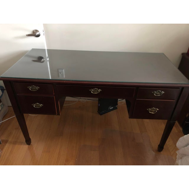 Bombay Company Traditional Writing Desk With Glass Top Chairish