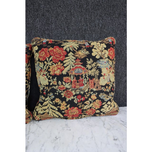 bold chinoiserie patterned throw pillows/pair