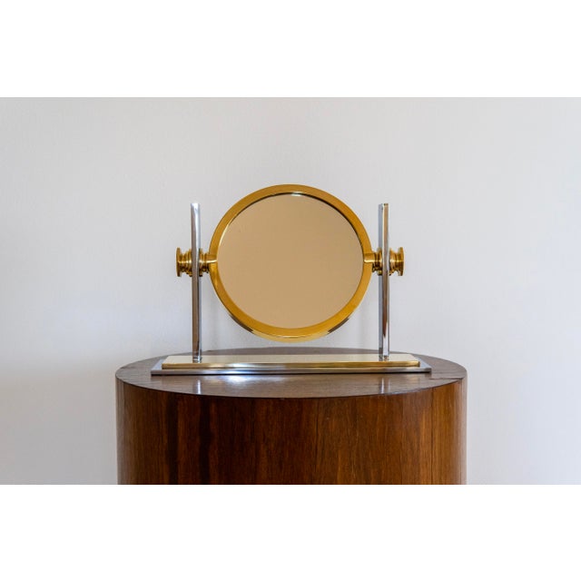 Modern Karl Springer Tabletop Vanity Mirror in Nickel and Brass Circa 1980s For Sale - Image 3 of 12