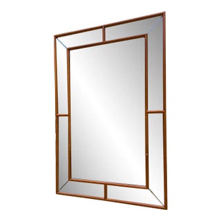 Late 20th Century Bevel on Bevel Mirror in Antique Brass Finish For Sale