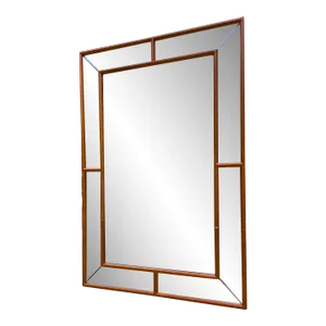 Late 20th Century Bevel on Bevel Mirror in Antique Brass Finish