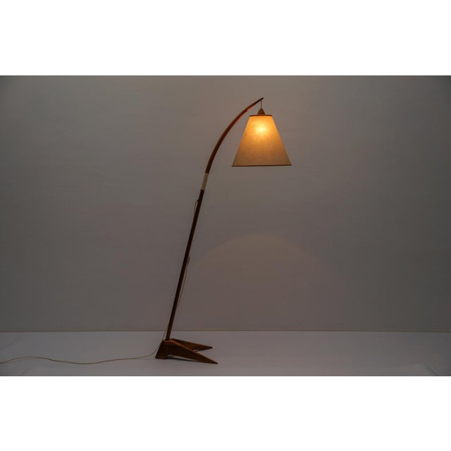 Mid-Century Modern Mid-Century Modern Scandinavian Wooden Arc Floor Lamp, 1950s For Sale - Image 3 of 18