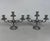A refined pair of three-light table candelabras, crafted from solid vintage pewter and featuring original foundry marks...