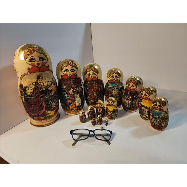 1980s Monumental 15 Piece Set of Hand Painted Stacking Dolls For Sale In Seattle - Image 6 of 8