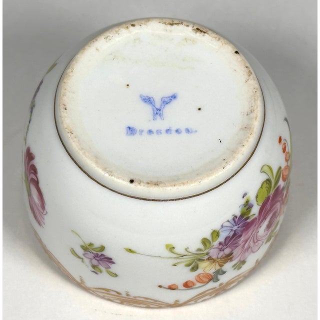 Purple Antique Dresden Franziska Hirsch Handleless Tea Bowl c.1901-14 For Sale - Image 8 of 12