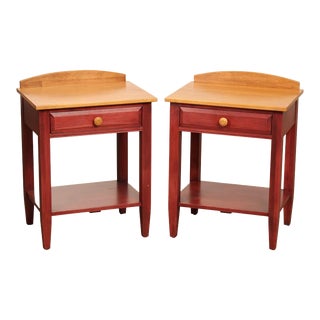 Ethan Allen 'Country Crossings' Pair of Maple Nightstands For Sale