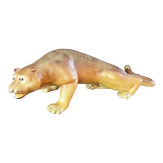 Panther, 1970s, Gilded Ceramic For Sale